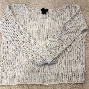 Calvin Klein White Open-Weave Scoop Neck Sweater